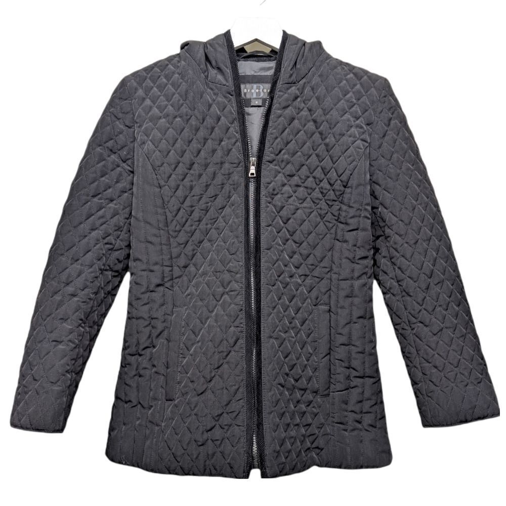 Braetan Women's Black Hooded Full Zip Quilted Jacket Size S